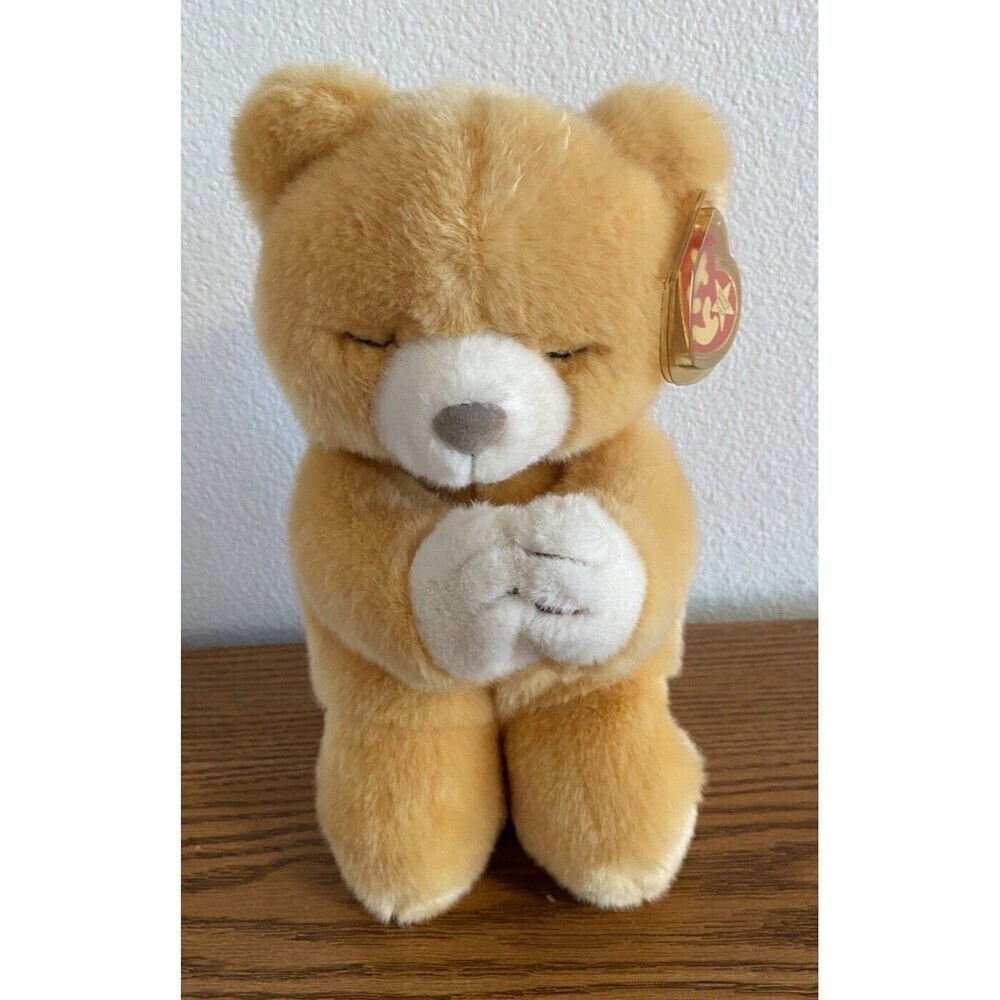 TY 1999 Beanie Buddies HOPE Praying Bear Original Tag & Label Plush 10" Vintage